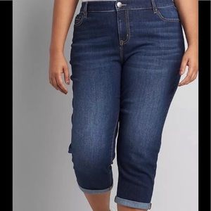 NWT Lane Bryant Signature Fit Boyfriend Mid Rise Blue Jean Capris Size 20